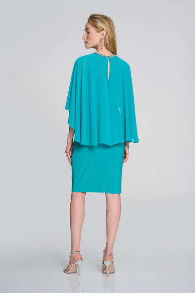 Joseph Ribkoff 242731 Silky Knit And Chiffon Cape Dress