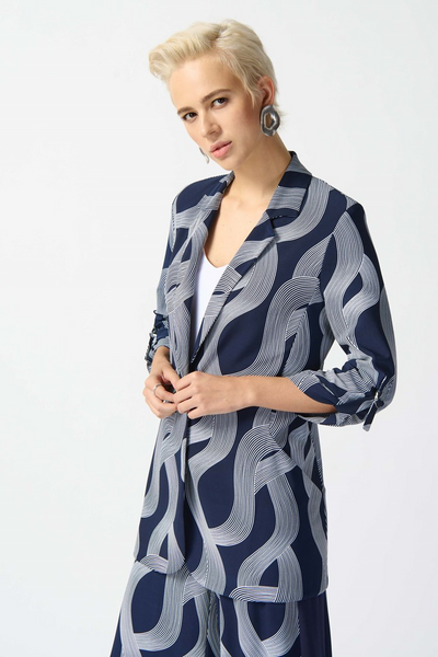 Joseph Ribkoff 2421989 Silky Knit Abstract Print Boxy Blazer