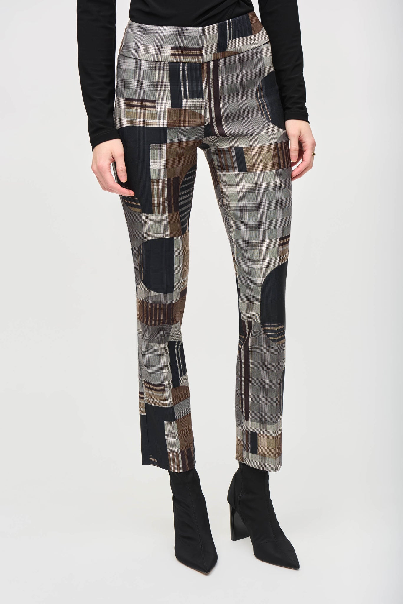 Joseph Ribkoff 243299 Jacquard Abstract Print Straight Pull-On Pants