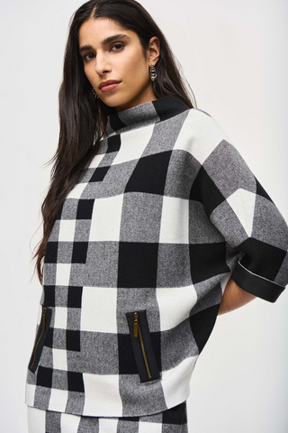 Joseph Ribkoff 243946 Plaid Jacquard Knit Sweater