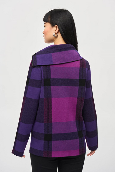 Joseph Ribkoff 243943 Plaid Jacquard Cowl Neck Sweater