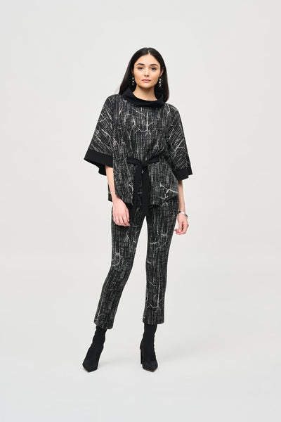 Joseph Ribkoff 243287 Jacquard Knit Abstract Print Pincho