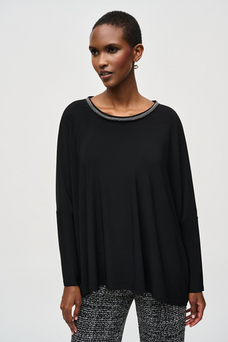 Joseph Ribkoff 243164 Silky Knit Top With Embellished Neckline