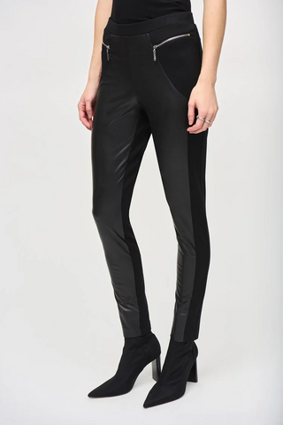 Joseph Ribkoff 243041 Heavy Knit And Leatherette Leggings