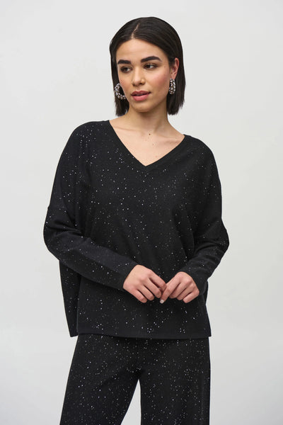 JOSEPH RIBKOFF 244921F25 SEQUINED SWEATER KNIT BOXY TOP