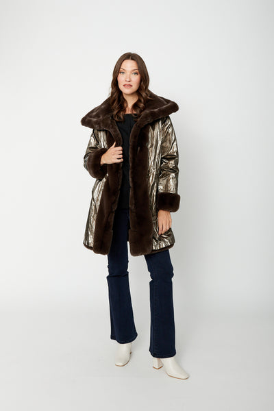 Joseph Ribkoff 243904 Reversible Faux Fur Coat