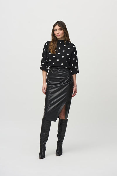 Joseph Ribkoff 244115 Leatherette Pull-On Pencil Skirt