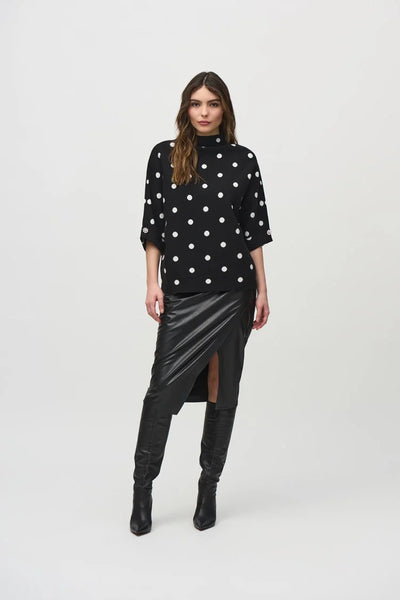 Joseph Ribkoff 244936 Jacquard Sweater Dot Print Top