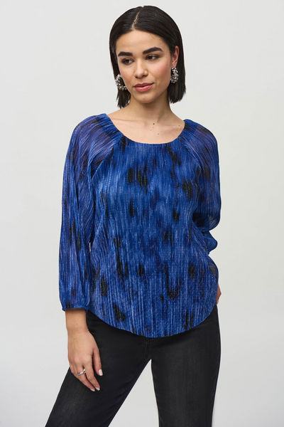 Joseph Ribkoff 244105 Printed Knit Abstract Print Flared Top