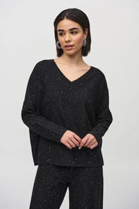 JOSEPH RIBKOFF 244921 SEQUINED SWEATER  KNIT BOXY TOP