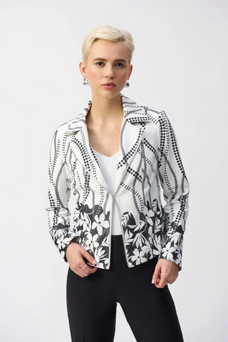 Joseph Ribkoff 251910 Faux Suede Floral Print Jacket