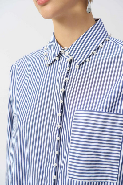 Joseph Ribkoff 251942 Striped Stretch Cotton Shirt