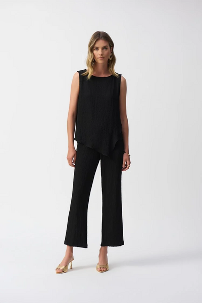 Joseph Ribkoff 251228 Seersucker Asymmetrical Sleeveless Top