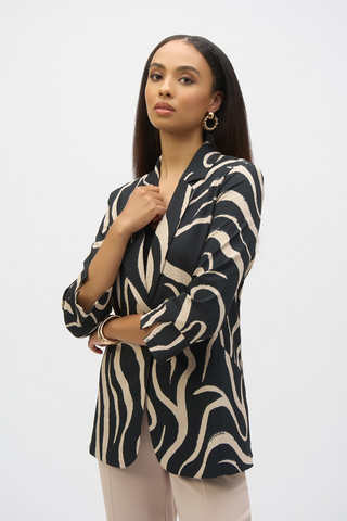 Joseph Ribkoff 252152 Seersucker Abstract Print Straight Blazer