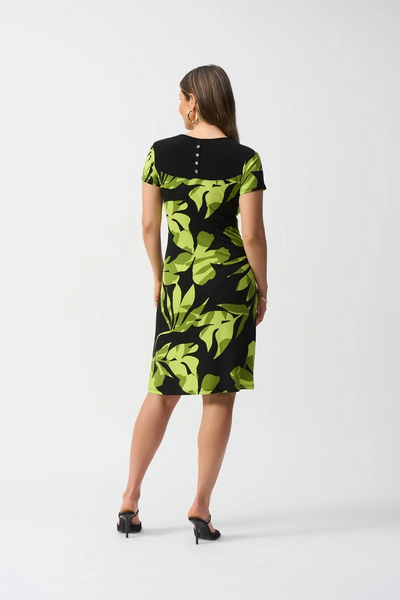 Joseph Ribkoff 251200 Silky Knit Tropical Print A-Line Dress