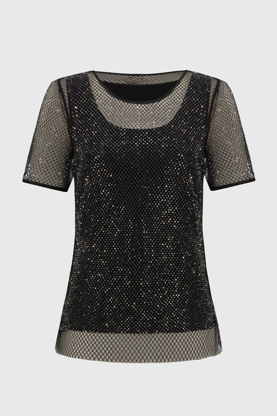 JOSEPH RIBKOFF 251951 Two-Piece Rhinestone Mesh Top And Camisole in two colours