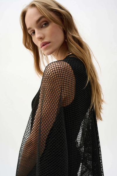 JOSEPH RIBKOFF 262973 WOVEN OPEN STITCH DRAPED COVER-UP WITH FRINGE- 2 COLOURS