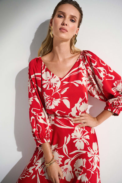 Joseph Ribkoff 252119 Satin Floral Print Straight Top
