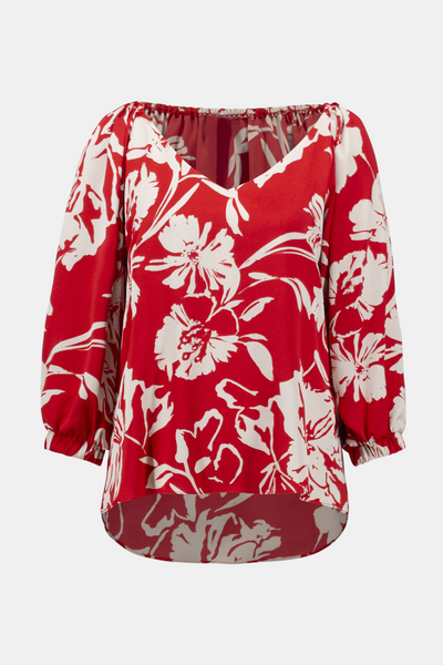 Joseph Ribkoff 252119 Satin Floral Print Straight Top
