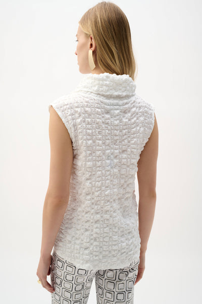 JOSEPH RIBKOFF 262091 BUBBLE JACQUARD STRAIGHT TOP WITH COWL COLLAR