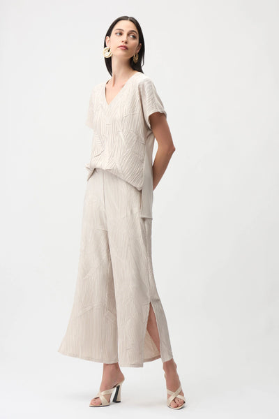 JOSEPH RIBKOFF 261161 Pleated Satin Pull-On Culotte Pants