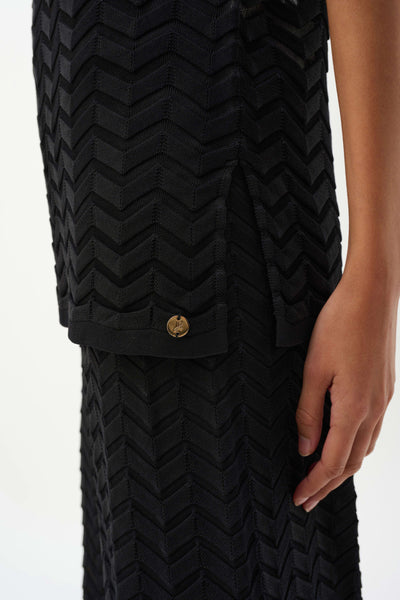 JOSEPH RIBKOFF 262932 Viscose Jacquard Knit Chevron Stitch Relaxed Tunic Top