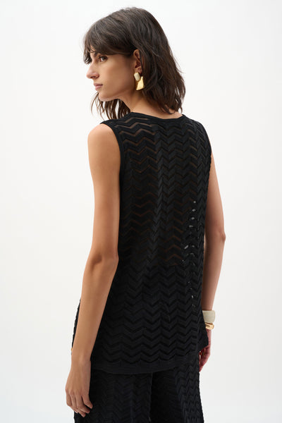 JOSEPH RIBKOFF 262932 Viscose Jacquard Knit Chevron Stitch Relaxed Tunic Top