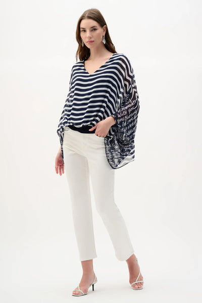 JOSEPH RIBKOFF 262188 Chiffon And Silky Knit Conversational Print Poncho Top