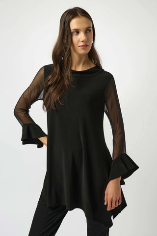 Joseph Ribkoff 253057 Silky Knit and Mesh Handkerchief Tunic