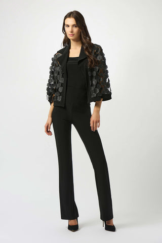 Joseph Ribkoff 253089 Embroidered Mesh & Silky Knit Trapeze Jacket