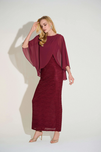 Joseph Ribkoff 253739 Novelty Sheath Gown with Chiffon Overlay