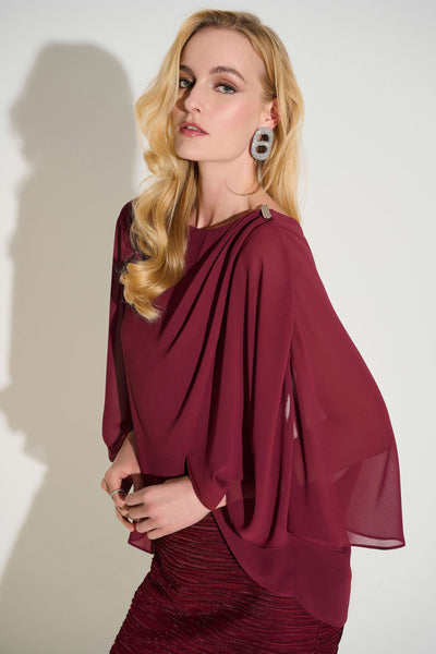 Joseph Ribkoff 253739 Novelty Sheath Gown with Chiffon Overlay
