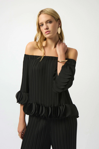 Joseph Ribkoff 253939 Georgette Off Shoulder Pleated Top