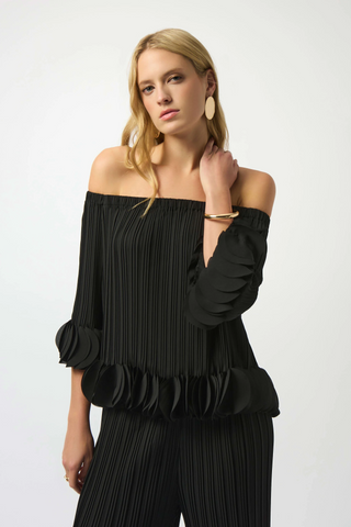 Joseph Ribkoff 253939 Georgette Off Shoulder Pleated Top