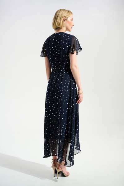 Joseph Ribkoff 261739 Chiffon Print Wrap Dress With Ruffle Detail in two prints