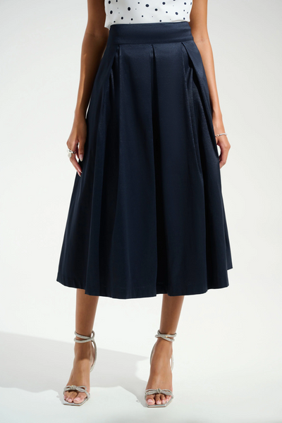 Joseph Ribkoff 261757 Signature | Stretch Taffeta Flared Skirt With Box Pleats