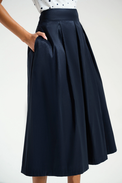 Joseph Ribkoff 261757 Signature | Stretch Taffeta Flared Skirt With Box Pleats