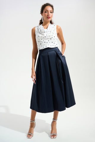 Joseph Ribkoff 261757 Signature | Stretch Taffeta Flared Skirt With Box Pleats