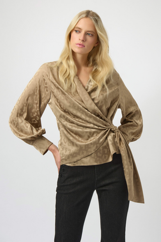 Joseph Ribkoff 254060 Jacquard Satin Animal Print Wrap Top