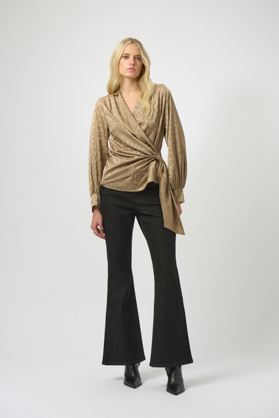 Joseph Ribkoff 254060 Jacquard Satin Animal Print Wrap Top