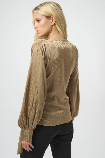 Joseph Ribkoff 254060 Jacquard Satin Animal Print Wrap Top