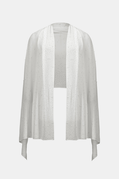 Joseph Ribkoff 261755 Signature | Chiffon Rectangular Scarf With Rhinestones and Pearls