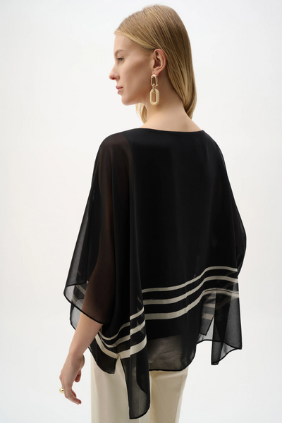 Joseph Ribkoff 262200 Sheer Woven Tropical Print And Silky Knit Poncho Top