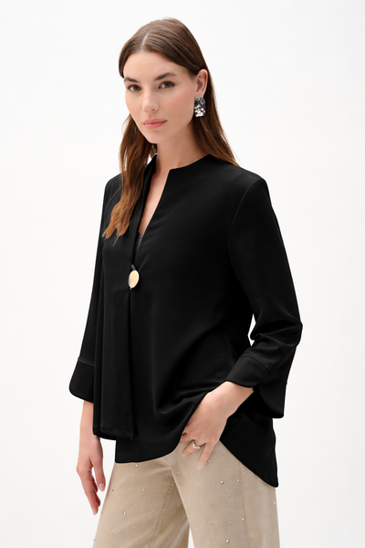 JOSEPH RIBKOFF 262063 (MIDNIGHT)  Woven Twill Swing Jacket With Statement Button