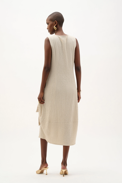 Joseph Ribkoff 262172 Seersucker Cocoon Dress With Ring And Tie Detail