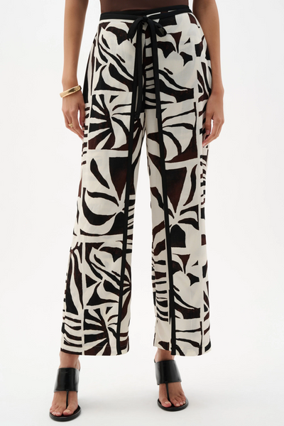 Joseph Ribkoff 262056 Woven Gauze Tropical Print Wide Leg Pants