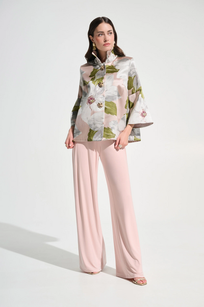 Joseph Ribkoff 262702 Signature | Floral Jacquard Trapeze Jacket With Bell Sleeves