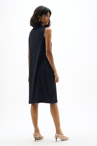 Joseph Ribkoff 262114 Textured Knit Trapeze Dress With Funnel Collar