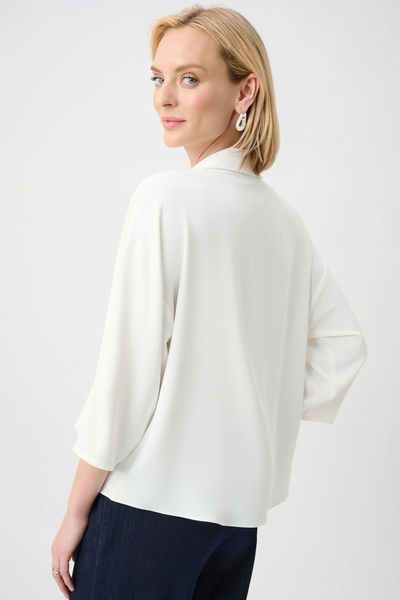 Joseph Ribkoff 263109 Woven Twill Boxy Top With Notched Collar