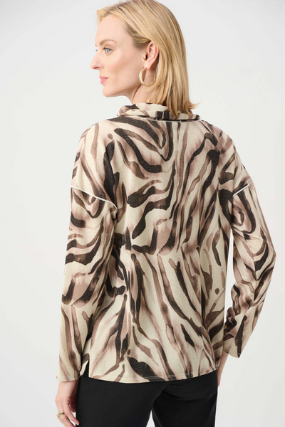 Joseph Ribkoff 263208 Lurex Sweater Animal Print Boxy Tunic